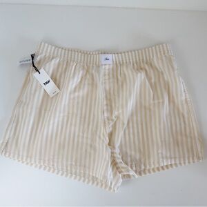 Aritzia TNA Striped Cotton Boxer Shorts - Cream & White
